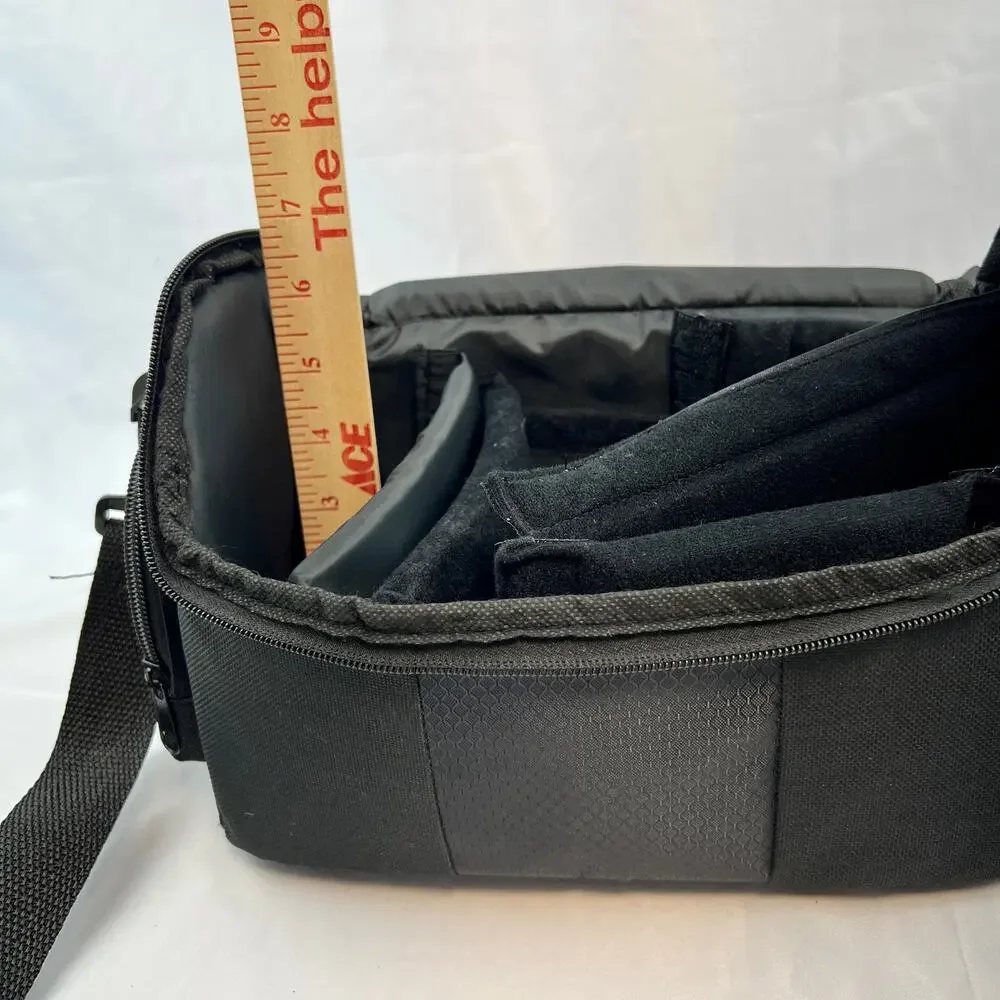 Vivitar Black Camera Bag DSLR Mirrorless Camcorder Padded Dividers 12” Shoulder